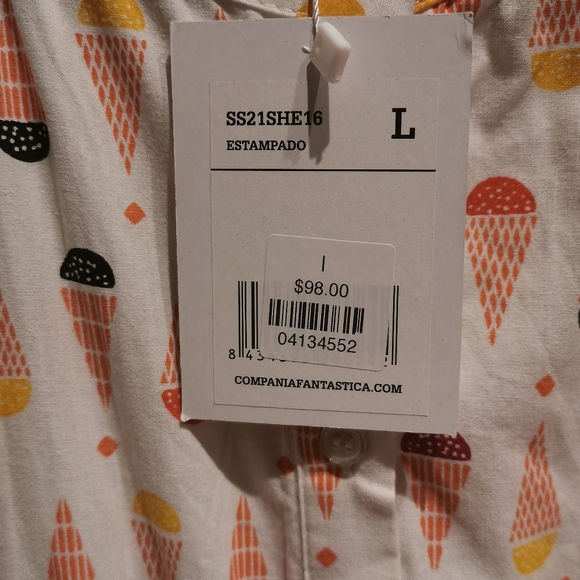 Compañia Fantastica dress, white with fun ice cream cone pattern - Picture 3 of 6